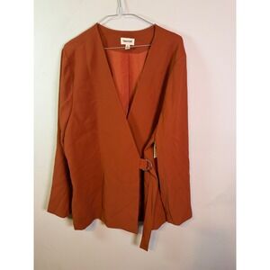 Open Edit Womens Blazer Side Tie Wrap Rust Orange XL NWT
